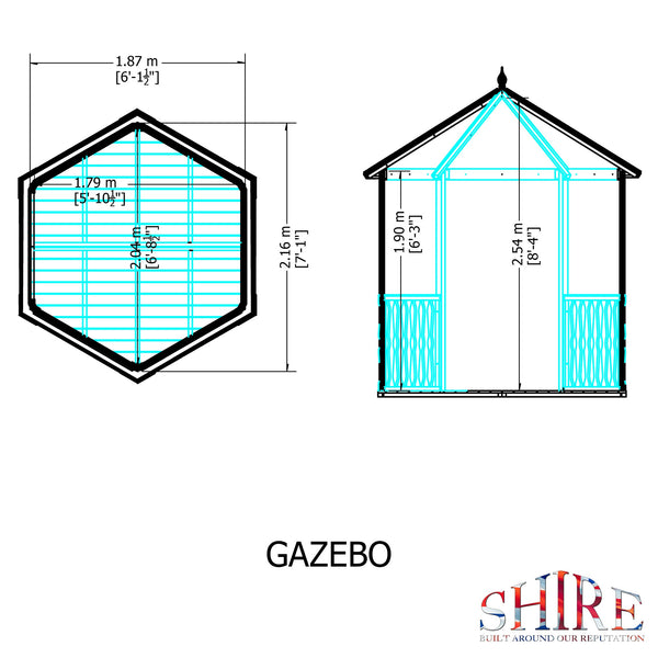Shire Large 8x7 Gazebo Hexagonal Summerhouse