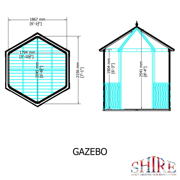 Shire Gazebo Hexagonal Summerhouse 6x6 12mm Cladding - Best Shed