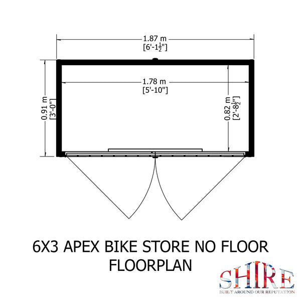 Shire Apex Bike Store Shiplap no floor 6x3 - Best Shed
