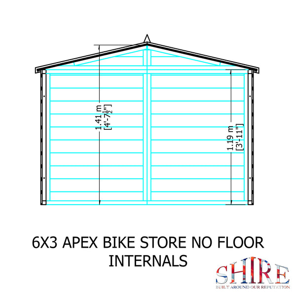 Shire Apex Bike Store Shiplap no floor 6x3 - Best Shed