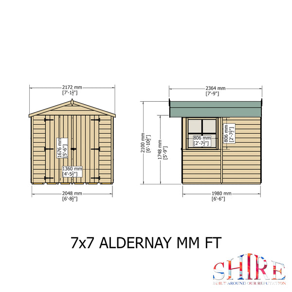 Shire Alderney 7x7 12mm interlock Clad wooden Shed