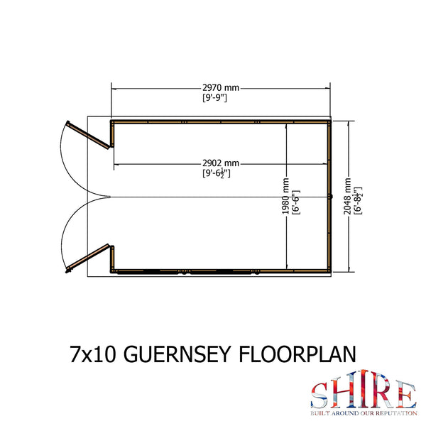 Shire Guernsey 7x10 12mm interlock Clad wooden Shed - Best Shed