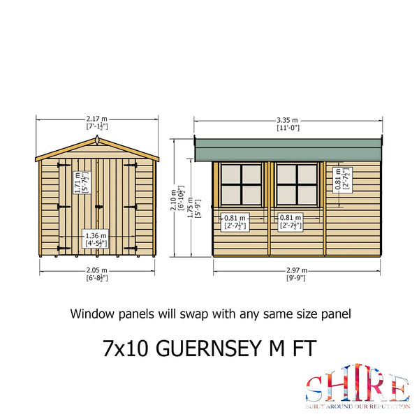 Shire Guernsey 7x10 12mm interlock Clad wooden Shed - Best Shed