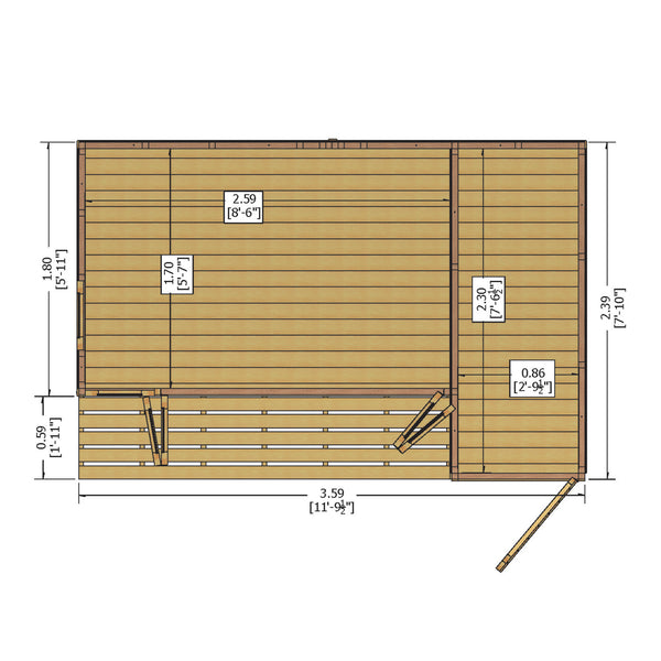 Aster 12x8 Right Hand Storage and Summerhouse 12mm Shiplap