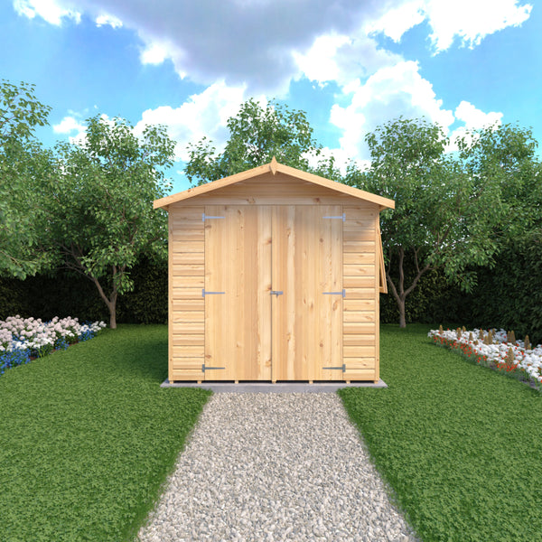 Shire 7x5 double door apex shed 12mm shiplap interlock cladding