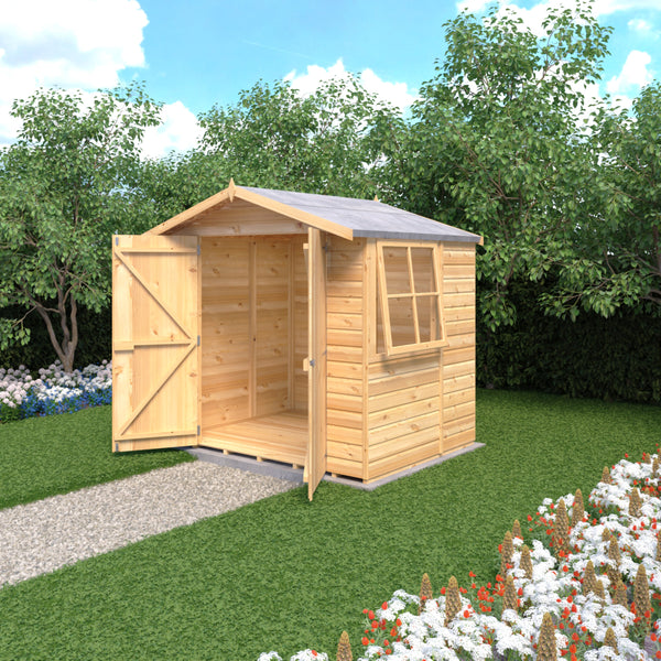 Shire 7x5 double door apex shed 12mm shiplap interlock cladding