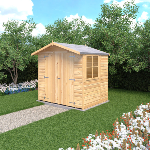 Shire 7x5 double door apex shed 12mm shiplap interlock cladding