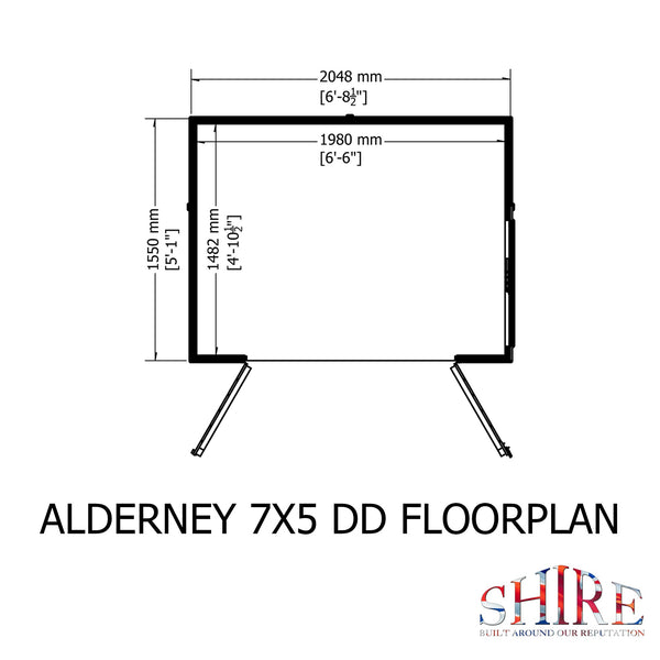 Shire 7x5 double door apex shed 12mm shiplap interlock cladding