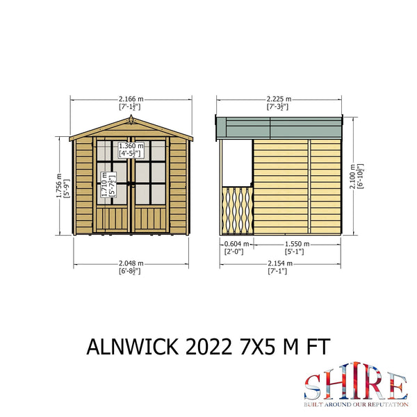 Shire Alnwick 7x7 12mm interlock Clad wooden Summerhouse - Best Shed