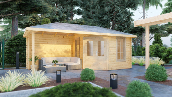 Shire Amarrillo 20x10 Log Cabin and Shelter combination 44mm cladding - Best Shed