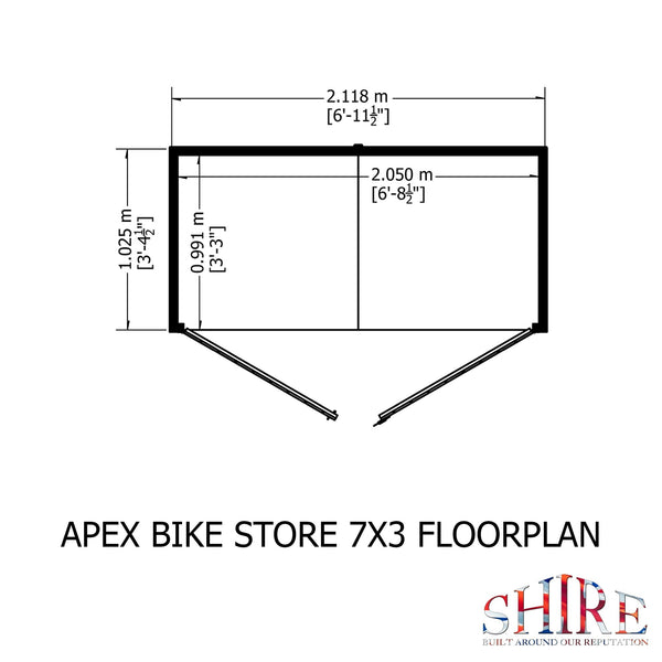 Shire Apex Bike Store Shiplap with floor 7x3 - Best Shed