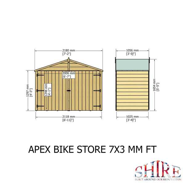 Shire Apex Bike Store Shiplap with floor 7x3 - Best Shed