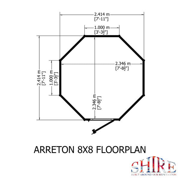 Arreton Hexagonal 8x8 12mm Shiplap Summerhouse