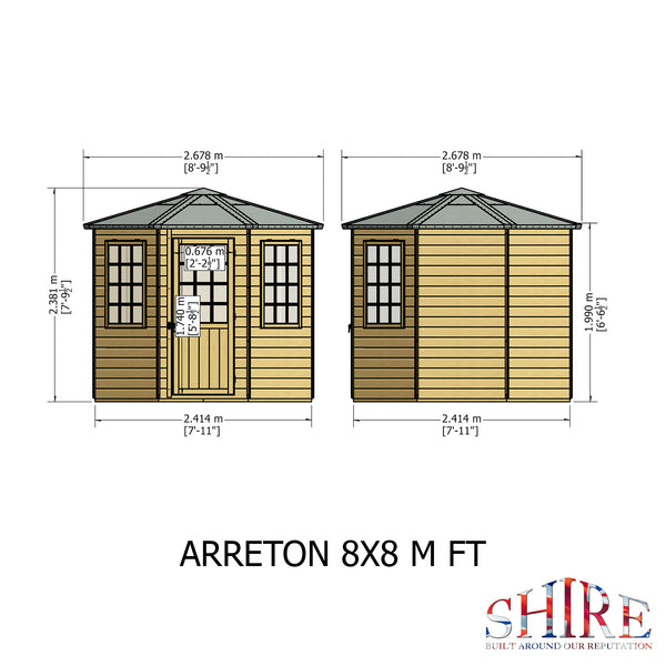 Arreton Hexagonal 8x8 12mm Shiplap Summerhouse