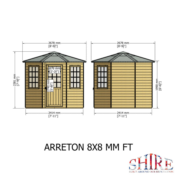 Arreton Hexagonal 8x8 12mm Shiplap Summerhouse