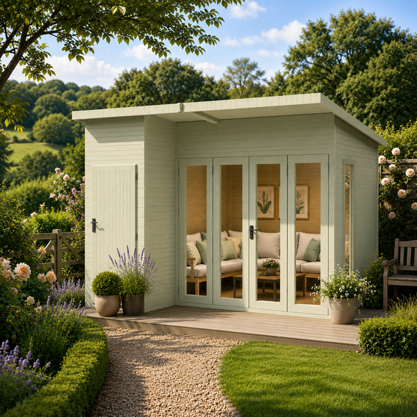 Aster 10x8 Left Hand Storage and Summerhouse 12mm Shiplap