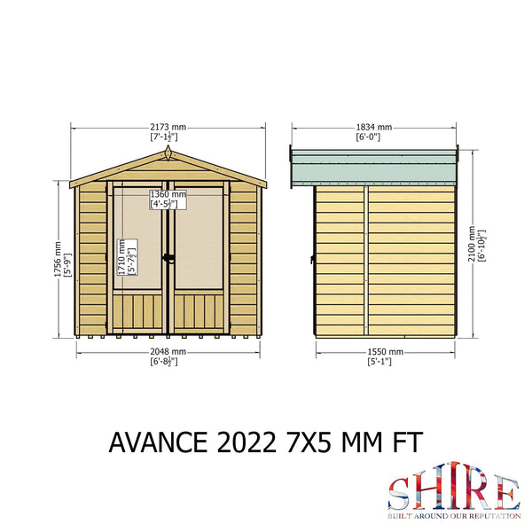 Shire Avance 7x5 12mm interlock Clad wooden Summerhouse - Best Shed