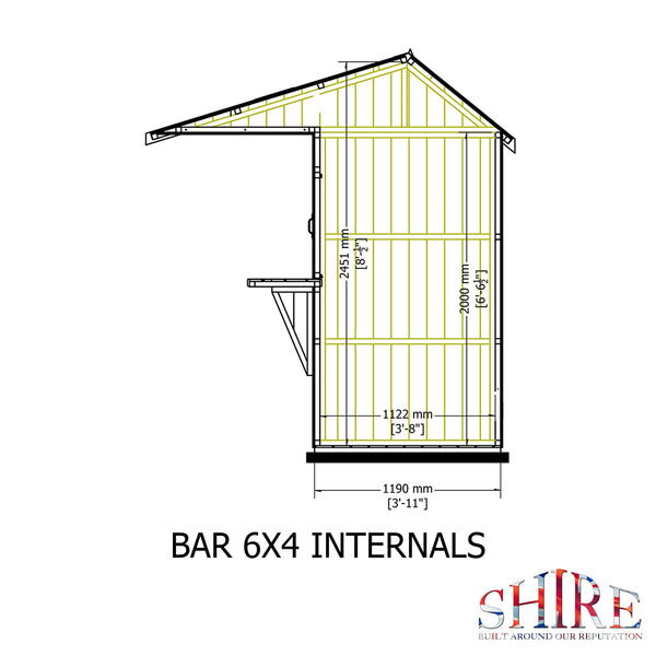 Shire Garden Bar Apex Roof 6x4 12mm interlock  Cladding - Best Shed