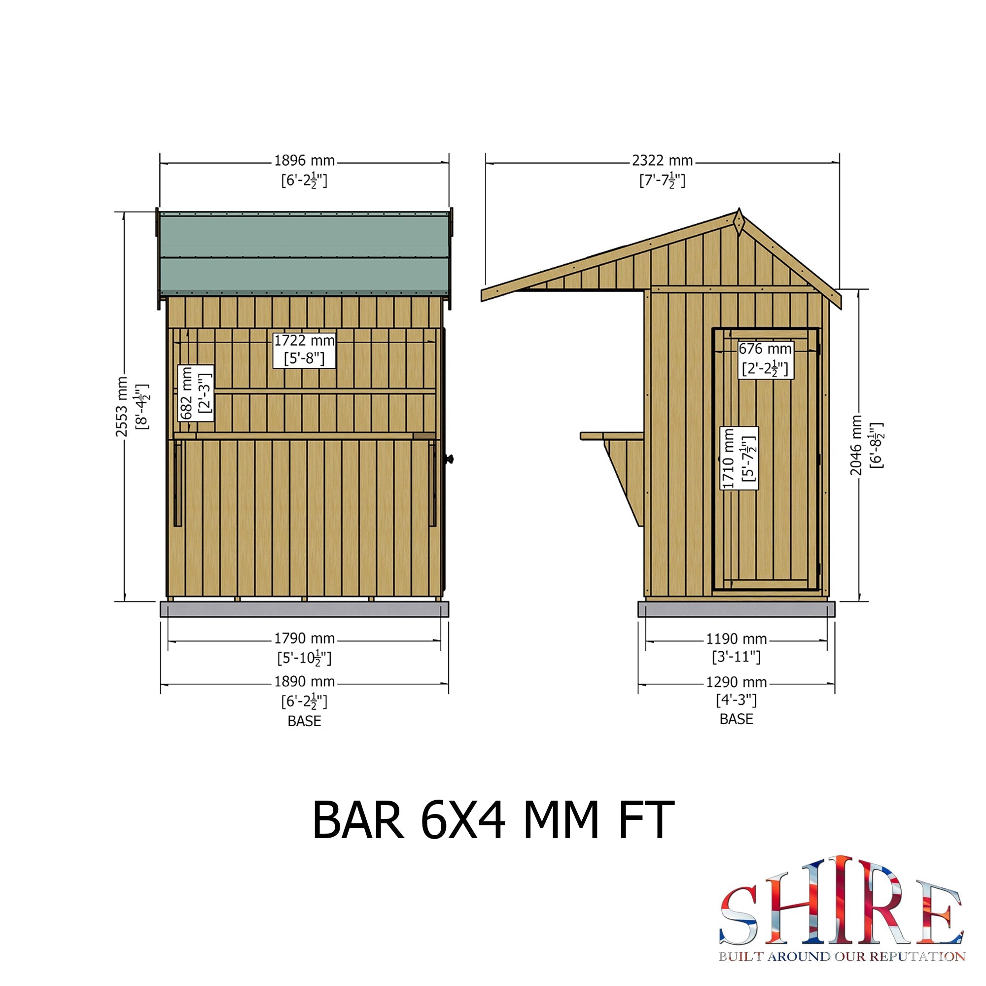 Shire Garden Bar Apex Roof 6x4 12mm interlock  Cladding - Best Shed