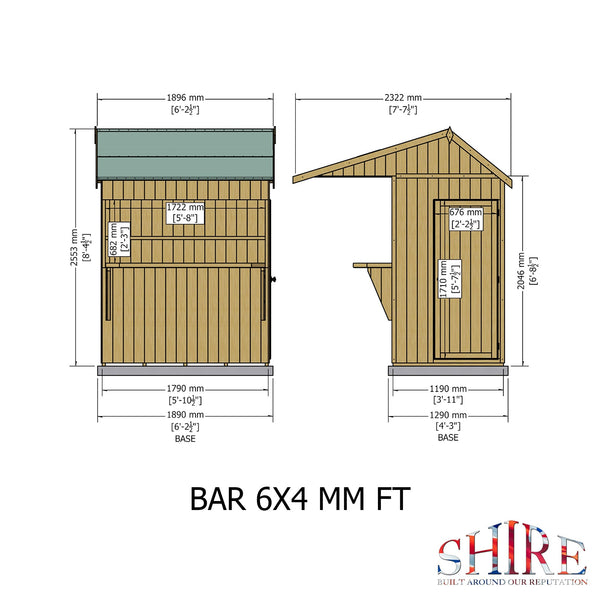 Shire Garden Bar Apex Roof 6x4 12mm interlock  Cladding - Best Shed