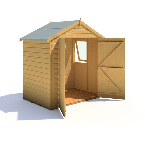 Shire Bute Shiplap Apex Double Door 4x6 12mm interlock Clad wooden Shed