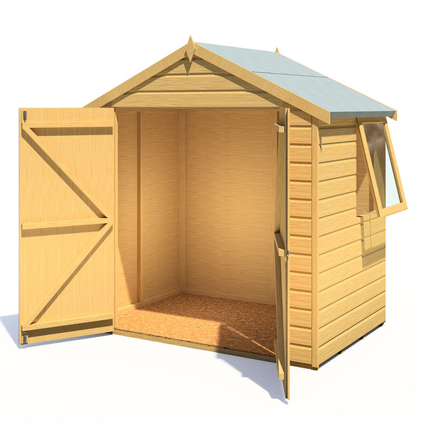 Shire Bute Shiplap Apex Double Door 4x6 12mm interlock Clad wooden Shed