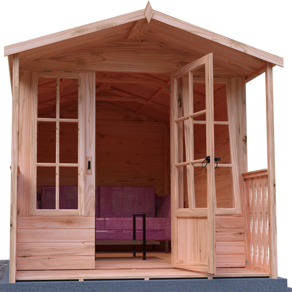 Shire Badminton & Verandah 7x10 12mm interlock Clad wooden Summerhouse - Best Shed
