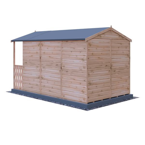 Shire Badminton & Verandah 7x10 12mm interlock Clad wooden Summerhouse - Best Shed