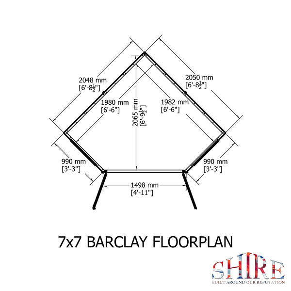 Shire Barclay 7x7 Corner Summerhouse 12mm Interlock Cladding - Best Shed