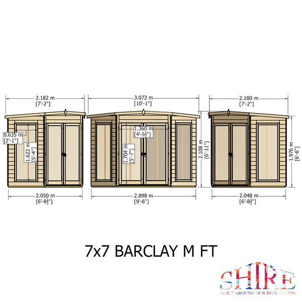 Shire Barclay 7x7 Corner Summerhouse 12mm Interlock Cladding - Best Shed