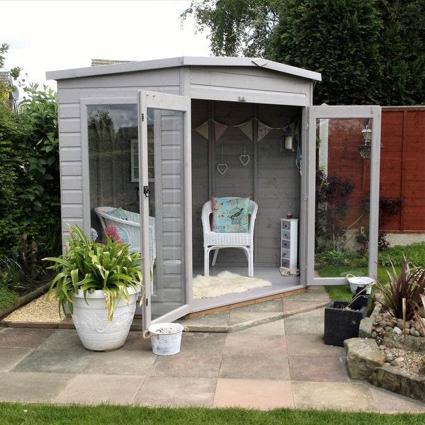 Shire Barclay 7x7 Corner Summerhouse 12mm Interlock Cladding - Best Shed