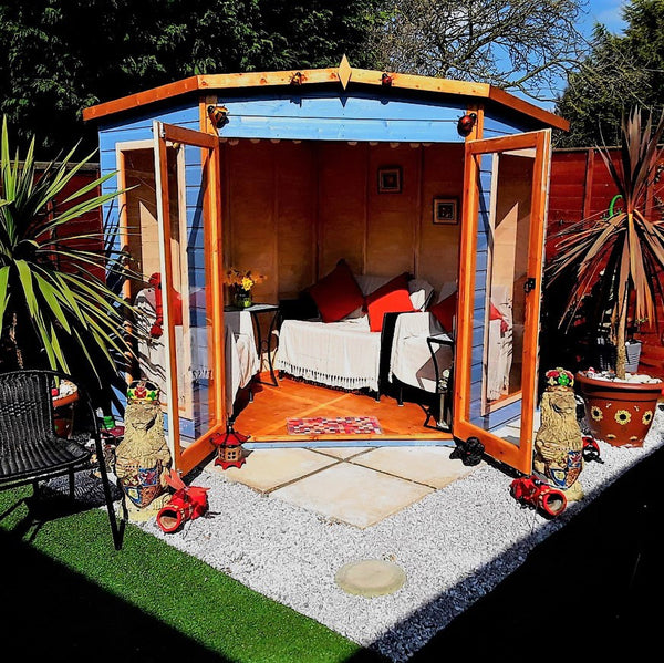 Shire Barclay 7x7 Corner Summerhouse 12mm Interlock Cladding - Best Shed