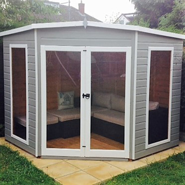 Shire Barclay 8x8 Corner Summerhouse 12mm Interlock Cladding - Best Shed