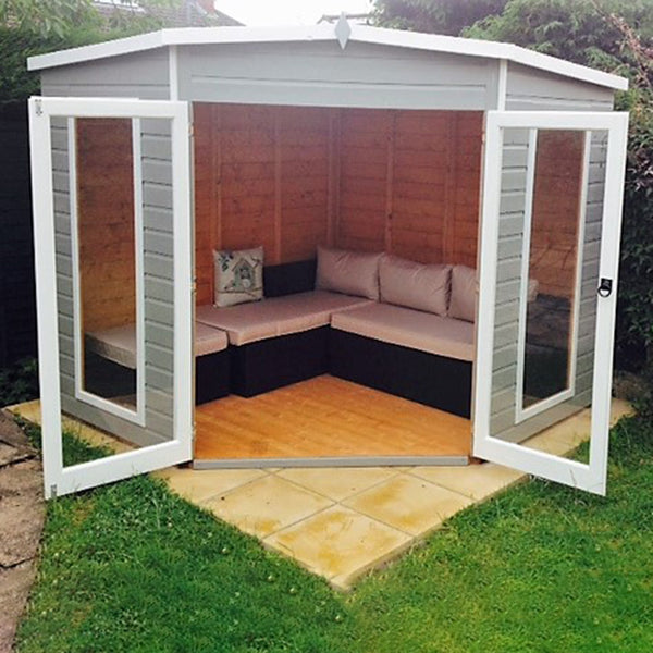 Shire Barclay 8x8 Corner Summerhouse 12mm Interlock Cladding - Best Shed