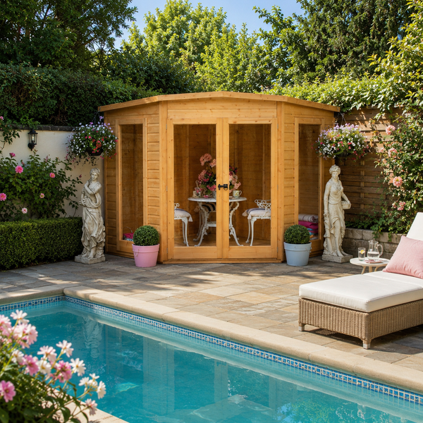 Shire Barclay 7x7 Corner Summerhouse 12mm Interlock Cladding