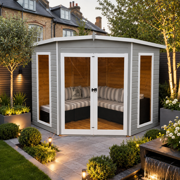 Shire Barclay 7x7 Corner Summerhouse 12mm Interlock Cladding