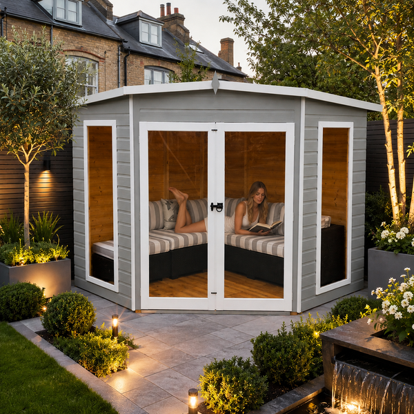 Shire Barclay 7x7 Corner Summerhouse 12mm Interlock Cladding