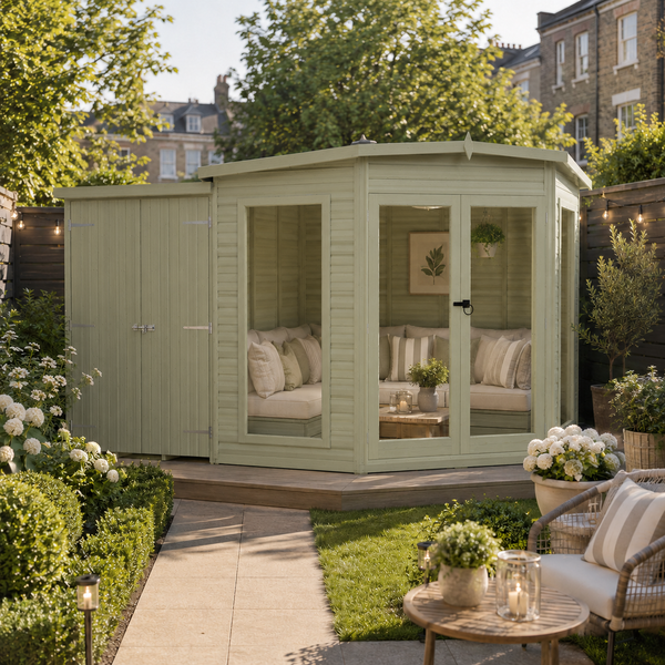 Shire Barclay With Side Shed 7x11 Corner Summerhouse 12mm Interlock Cladding