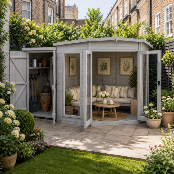 Shire Barclay With Side Shed 7x11 Corner Summerhouse 12mm Interlock Cladding