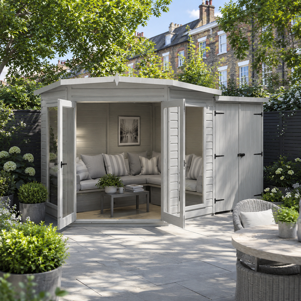 Shire Barclay With Side Shed 7x11 Corner Summerhouse 12mm Interlock Cladding