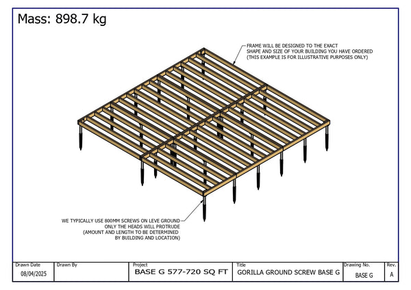 Gorilla Base - Groundscrew Base From 577sq Ft to 720sq Ft