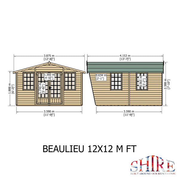 Beaulieu 12x12 Summerhouse 12mm Shiplap