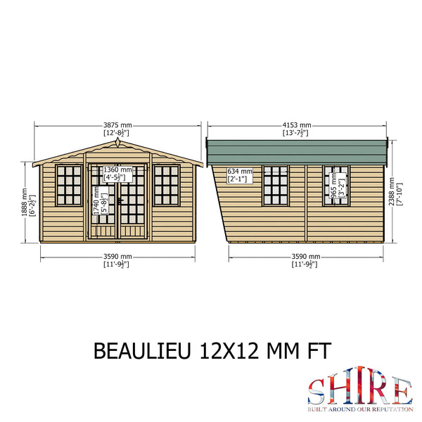 Beaulieu 12x12 Summerhouse 12mm Shiplap