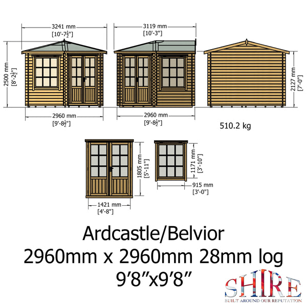 Shire Ardcastle Corner Log Cabin 28mm interlock cladding - Best Shed
