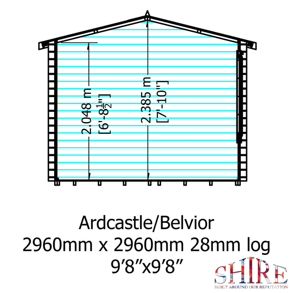 Shire Ardcastle Corner Log Cabin 28mm interlock cladding - Best Shed