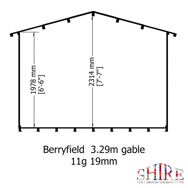 Shire Berryfield 11x8 Log Cabin 19mm interlock  Cladding - Best Shed