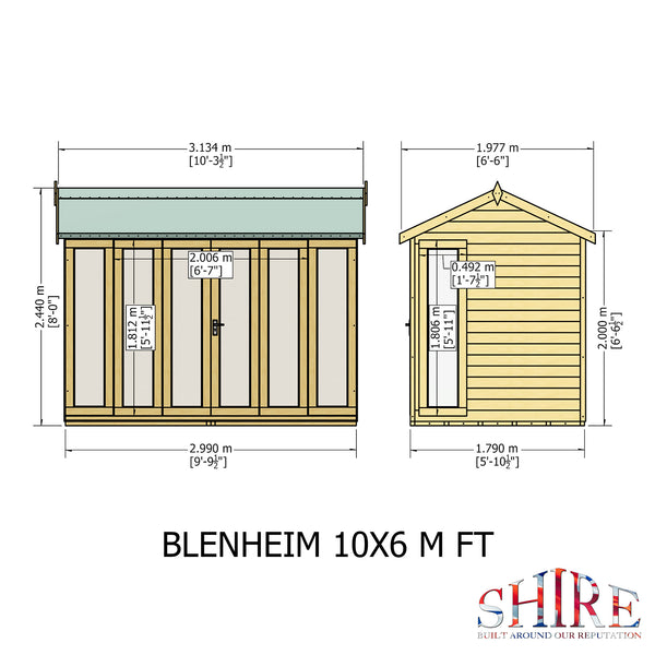 Blenheim 10x6 Summerhouse 12mm Shiplap