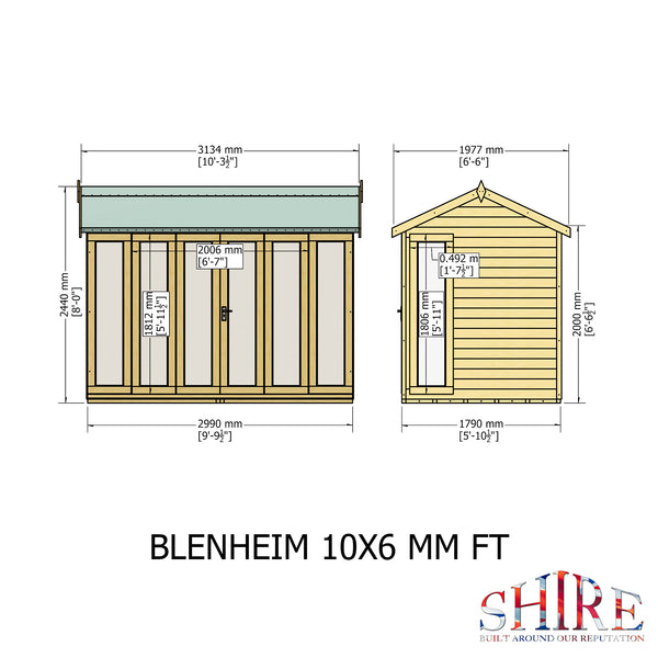 Blenheim 10x6 Summerhouse 12mm Shiplap