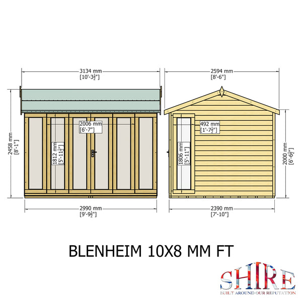 Blenheim 10x8 Summerhouse 12mm Shiplap