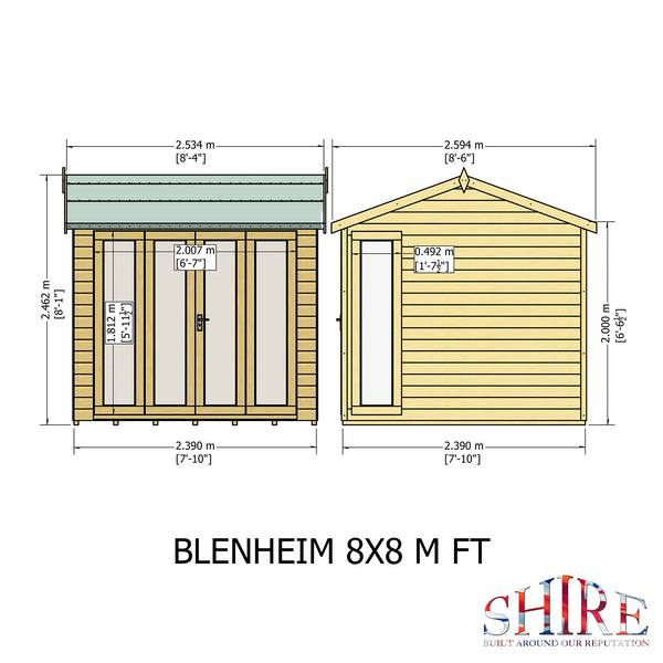 Blenheim 8x8 Summerhouse 12mm Shiplap